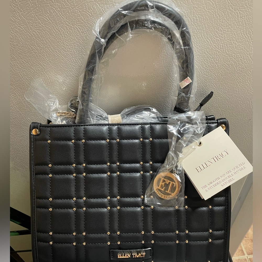 Ellen Tracy Black Quilted Handbag